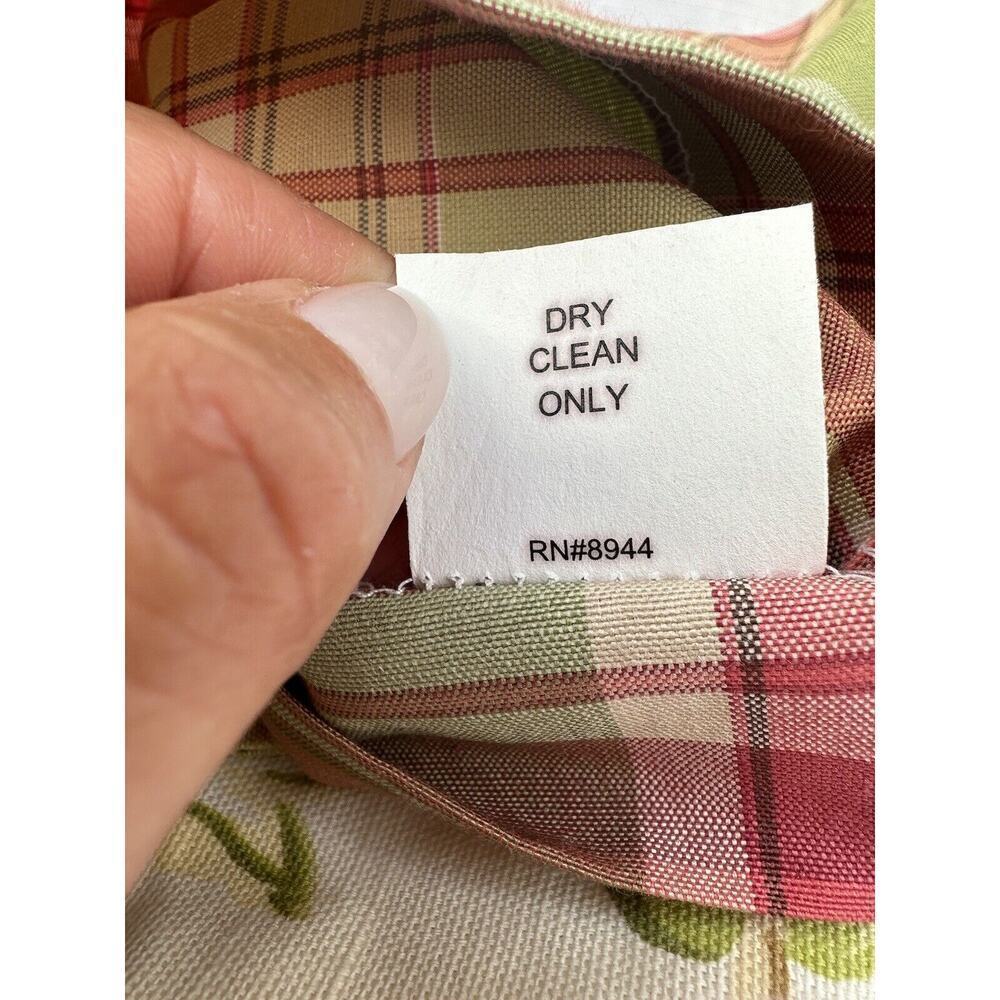 VTG European Pillow Sham Pink Green Floral Plaid French Country Ruffled - Picture 7 of 8